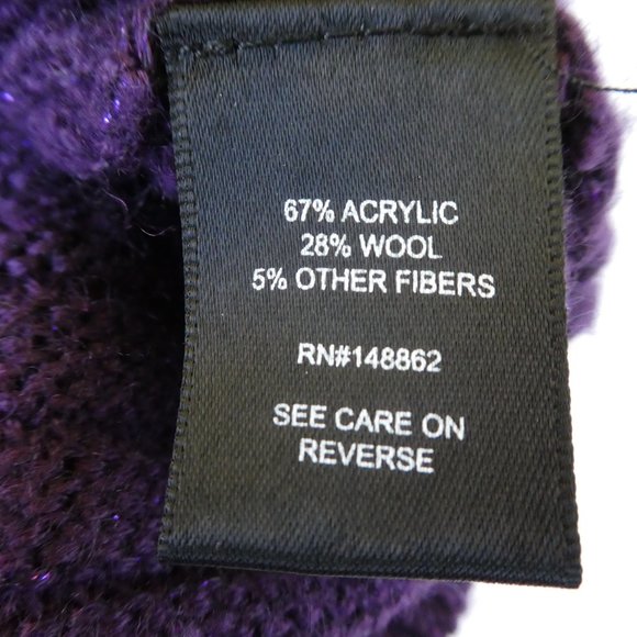 Torrid V Neck Sweater Tunic Metallic Purple Cable 3D Knit WooL Blend 4X - Picture 9 of 11